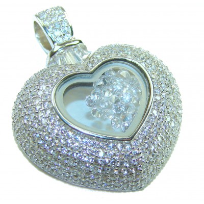 Precious Heart - Floating Memories 4.5 carat White Sapphire .925 Sterling Silver Handcrafted Statement pendant