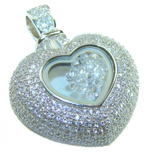 Precious Heart - Floating Memories 4.5 carat White Sapphire .925 Sterling Silver Handcrafted Statement pendant