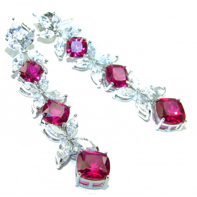 Royalty 12.2 carat Mozambique Ruby .925 Sterling Silver .925 Sterling Silver Statement earrings