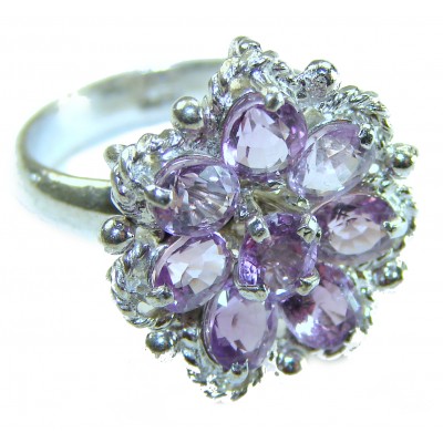 Purple Amethyst .925 Sterling Silver Handcrafted Large Ring size 8
