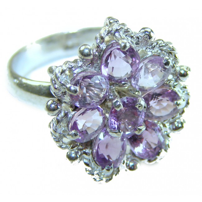 Purple Amethyst .925 Sterling Silver Handcrafted Large Ring size 8