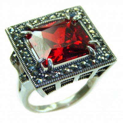 Bella Rosa Genuine 28.8 CARAT Ruby .925 Sterling Silver Large Statement Ring size 7