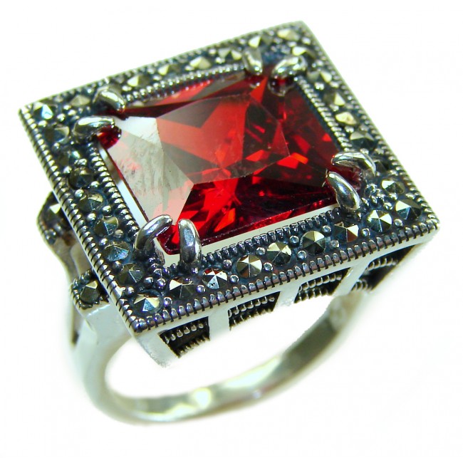 Bella Rosa Genuine 28.8 CARAT Ruby .925 Sterling Silver Large Statement Ring size 7