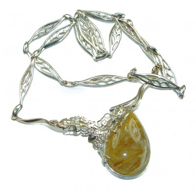Incredible Design Golden Rutilated Quartz .925 Sterling Silver handcrafted necklace