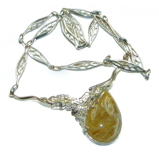 Incredible Design Golden Rutilated Quartz .925 Sterling Silver handcrafted necklace