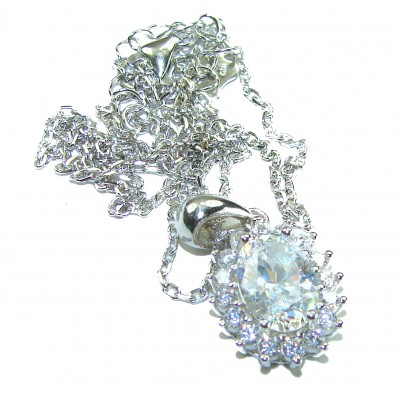 Allure Natural 7.2 carat White Topaz .925 Sterling Silver handcrafted Statement necklace