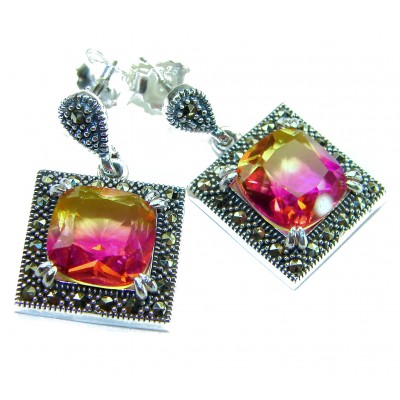 Tiffany 9.5 carat Ametrine Marcasite .925 Sterling Silver HANDCRAFTED Earrings