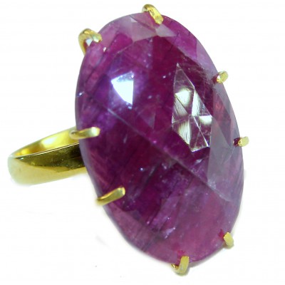 Bella Rosa Genuine 14.8 CARAT Ruby 18k GOLD OVER .925 Sterling Silver Large Statement Ring size 9
