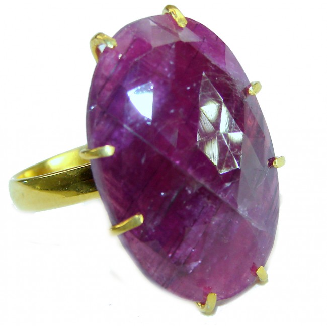 Bella Rosa Genuine 14.8 CARAT Ruby 18k GOLD OVER .925 Sterling Silver Large Statement Ring size 9