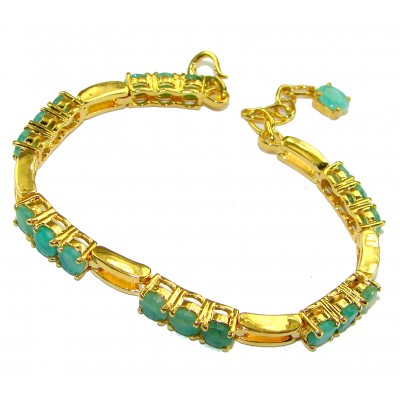 Born to Glam authentic 22.7 carat Colombian Emerald .925 Sterling Silver dipped in 18K Gold handcrafted Statement bracelet