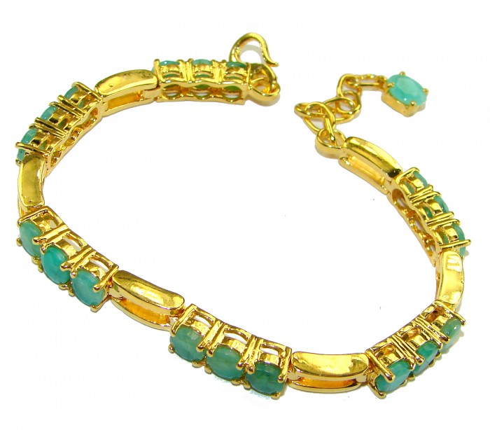 Born to Glam authentic 22.7 carat Colombian Emerald .925 Sterling Silver dipped in 18K Gold handcrafted Statement bracelet