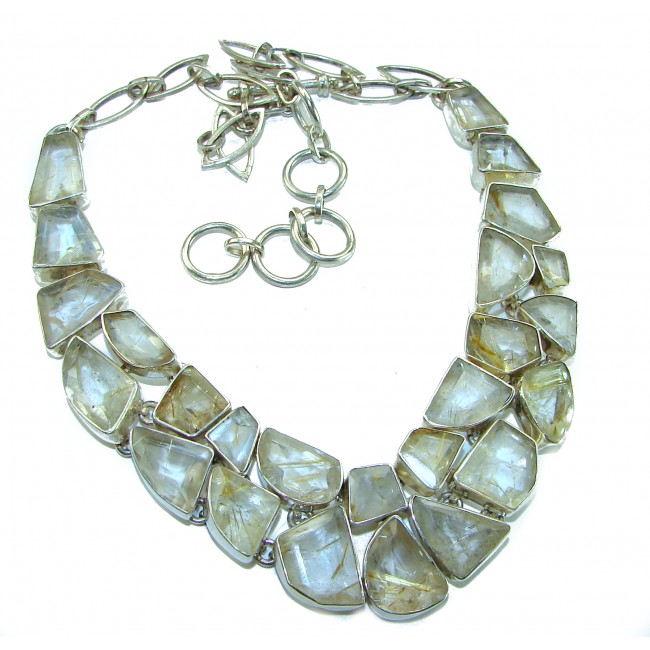 One of the kind Nature inspired 174.5 carat Sublime Golden Rutilated Quartz Sterling Silver handmade necklace