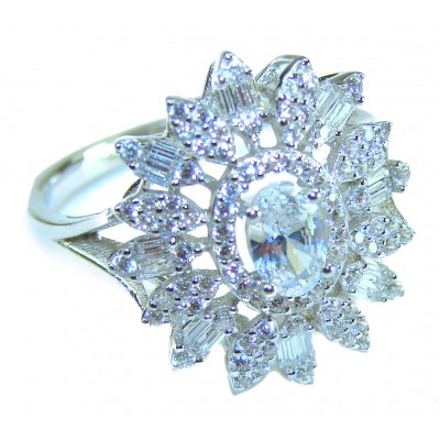 Luxurious 11.2 carat White Topaz .925 Sterling Silver handcrafted Ring s. 7 1/4