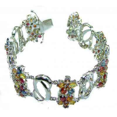 Maria - Magnificent 62.5 carat Golden - MULTICOLOR Sapphire .925 Sterling Silver handcrafted Bracelet