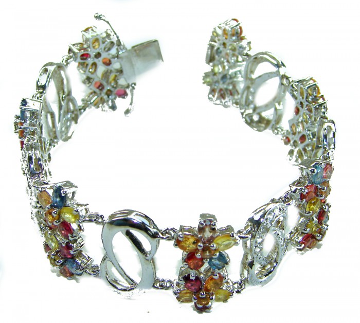 Maria - Magnificent 62.5 carat Golden - MULTICOLOR Sapphire .925 Sterling Silver handcrafted Bracelet