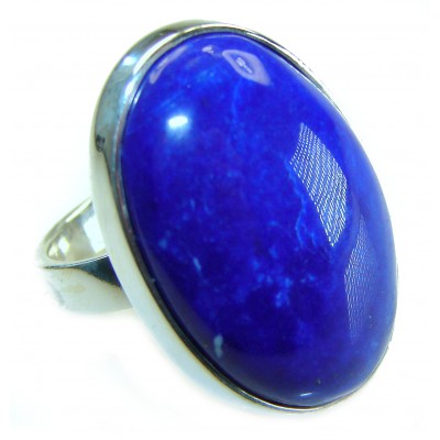 Natural 20.8 carat Lapis Lazuli .925 Sterling Silver handcrafted ring size 8 adjustable