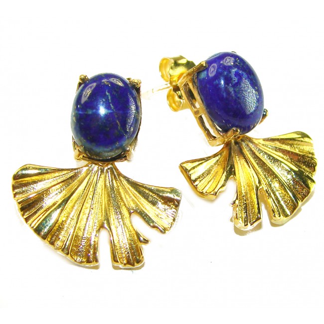 Gorgeous authentic Lapis Lazuli 14K Gold over .925 Sterling Silver handcrafted earrings