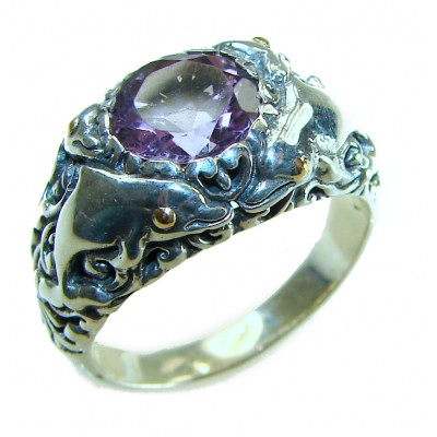 Bali Purple Dream authentic 4.2 carat Amethyst .925 Sterling Silver Handcrafted Large Ring size 8