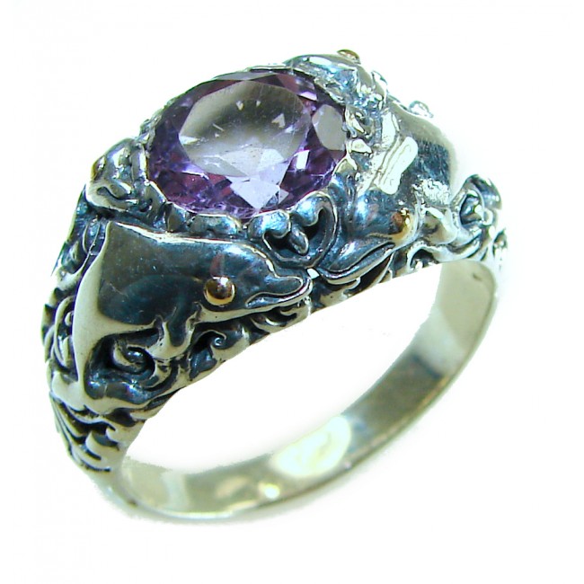 Bali Purple Dream authentic 4.2 carat Amethyst .925 Sterling Silver Handcrafted Large Ring size 8