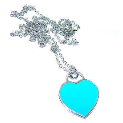 Angel's Heart inlay Turquoise .925 Sterling Silver handcrafted necklace