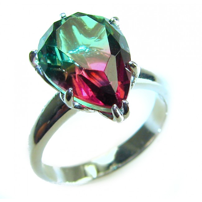 8.8 carat Brazilian Tourmaline .925 Sterling Silver Perfectly handcrafted Ring s. 7 1/4