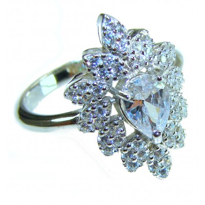 Allure Natural 7.2 carat White Topaz .925 Sterling Silver handcrafted Ring s. 6