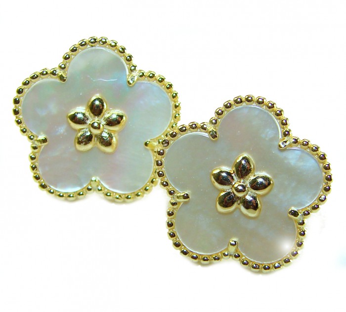 Genuine Blister Pearl 14K Gold over .925 Sterling Silver handcrafted Statement Earrings