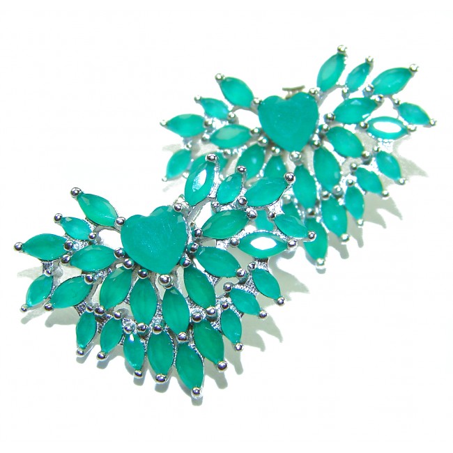 Angel's Heart 19.2 carat Colombian Emerald .925 Sterling Silver handmade earrings
