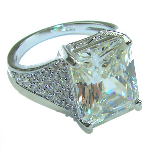 Solid Luxurious 8.2 carat Yellow Sapphire .925 Sterling Silver handcrafted Ring s. 6 1/4