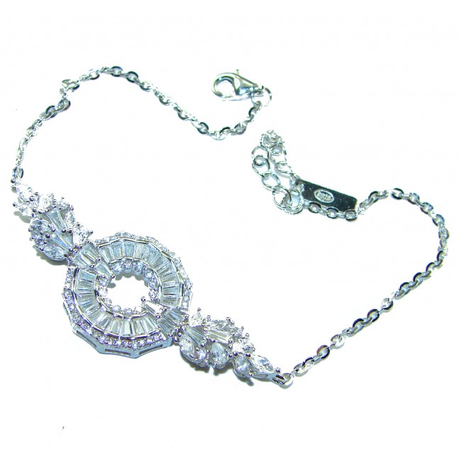 Exceptional quality - Art Deco 12.2 carat White Topaz .925 Sterling Silver handcrafted bracelet