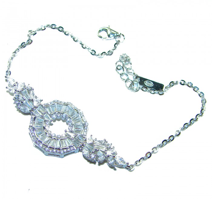 Exceptional quality - Art Deco 12.2 carat White Topaz .925 Sterling Silver handcrafted bracelet