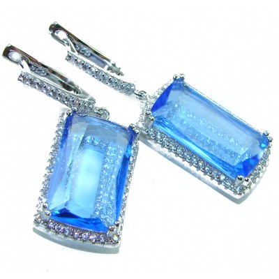 Eau Pure 14.5 carat Swiss Blue Topaz .925 Sterling Silver Handcrafted Earrings