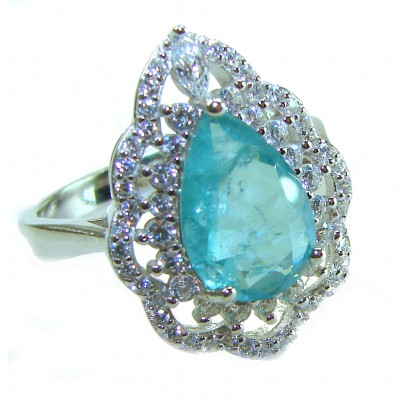 14.9 carat authentic Aquamarine .925 Sterling Silver Handcrafted Ring size 8 1/4