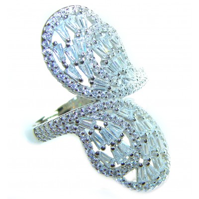 Luxurious 10.8 carat White Topaz .925 Sterling Silver brilliantly handcrafted ring s. 7 1/4