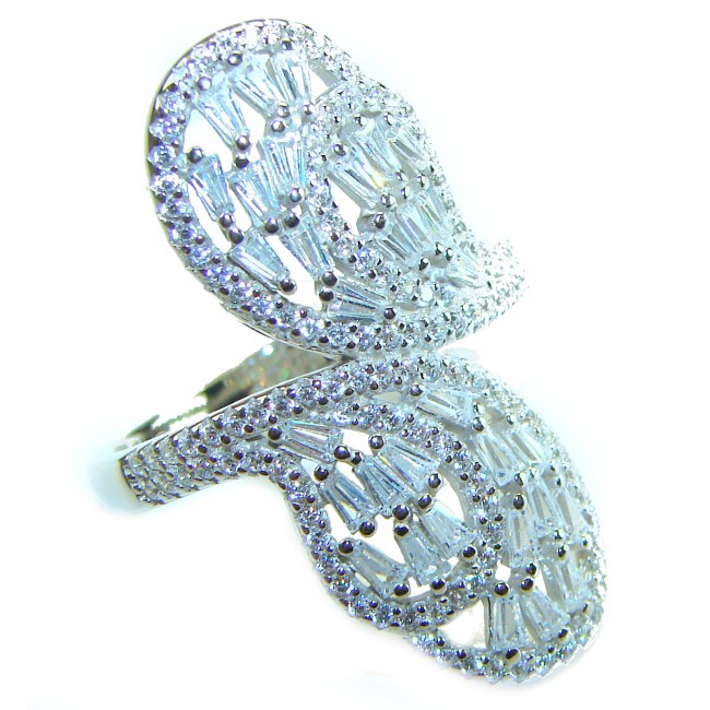 Luxurious 10.8 carat White Topaz .925 Sterling Silver brilliantly handcrafted ring s. 7 1/4