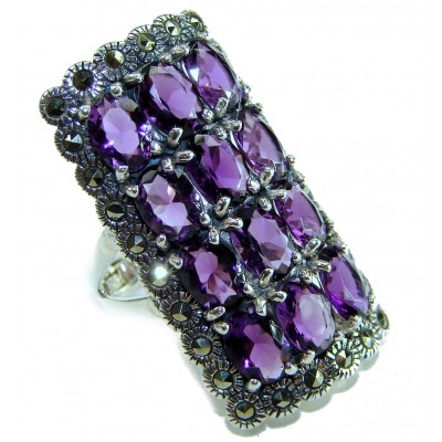 Large 22.5 carat Purple Amethyst .925 Sterling Silver Handcrafted Large Ring size 7