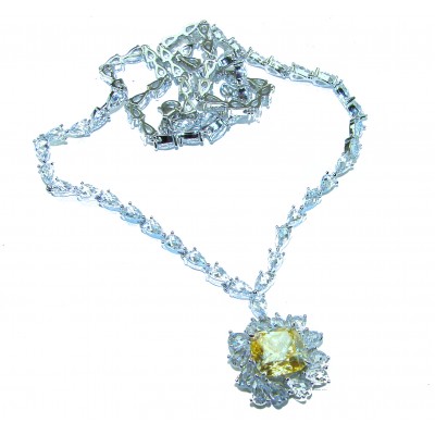 Golden - yellow Montana Sapphire .925 Sterling Silver handcrafted Statement Necklace