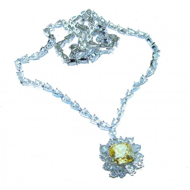 Golden - yellow Montana Sapphire .925 Sterling Silver handcrafted Statement Necklace