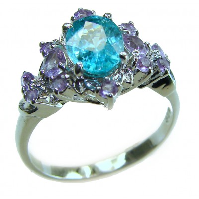 Pure Perfection 3.1 carat GENUINE Apatite .925 Silver handcrafted Ring s. 9