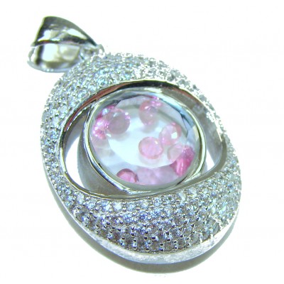 Floating Memories 10.5 carat Pink Sapphire .925 Sterling Silver Handcrafted Statement pendant