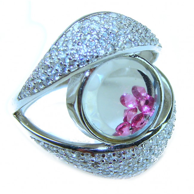Floating Memories 12.5 carat Pink Sapphire .925 Sterling Silver Handcrafted Ring size 8