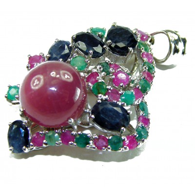 Francesca - authentic Ruby Emerald Sapphire .925 Sterling Silver handcrafted Pendant