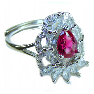 Spectacular Authentic 4.3 carat Ruby .925 Sterling Silver handmade Cocktail Ring s. 7 3/4