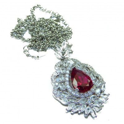 Royalty 8.2 carat Mozambique Ruby .925 Sterling Silver .925 Sterling Silver Statement necklace