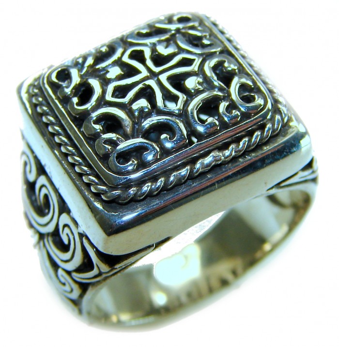 Large and Solid Bali made .925 Sterling Silver ring size 8