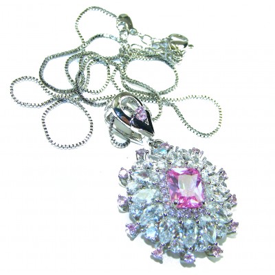 SPECTACULAR- Outstanding quality - 27.5 carat Pink Topaz .925 Sterling Silver handcrafted Statement necklace