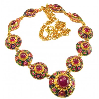 Enlightenment 38.2 carat Mozambique Ruby .925 Sterling Silver .925 Sterling Silver dipped ibn 18K REAL GOLD Statement Necklace