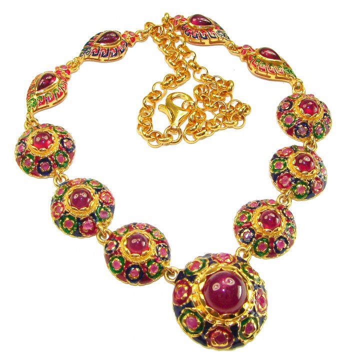 Enlightenment 38.2 carat Mozambique Ruby .925 Sterling Silver .925 Sterling Silver dipped ibn 18K REAL GOLD Statement Necklace - video