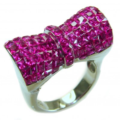 Luxurious Bow - natural 15.5 carat Ruby .925 Sterling Silver handmade Statement Ring size 6 1/2