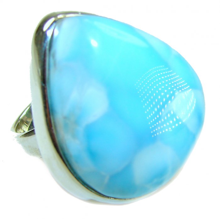 Caribbean Beauty 38.5 carat Genuine perfectly Blue Larimar .925 Sterling Silver handmade LARGE ring size 8 adjustable - video
